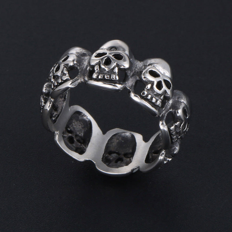 Vintage Skull Ring for Men - Retro Hip Hop Style Titanium Steel Jewelry