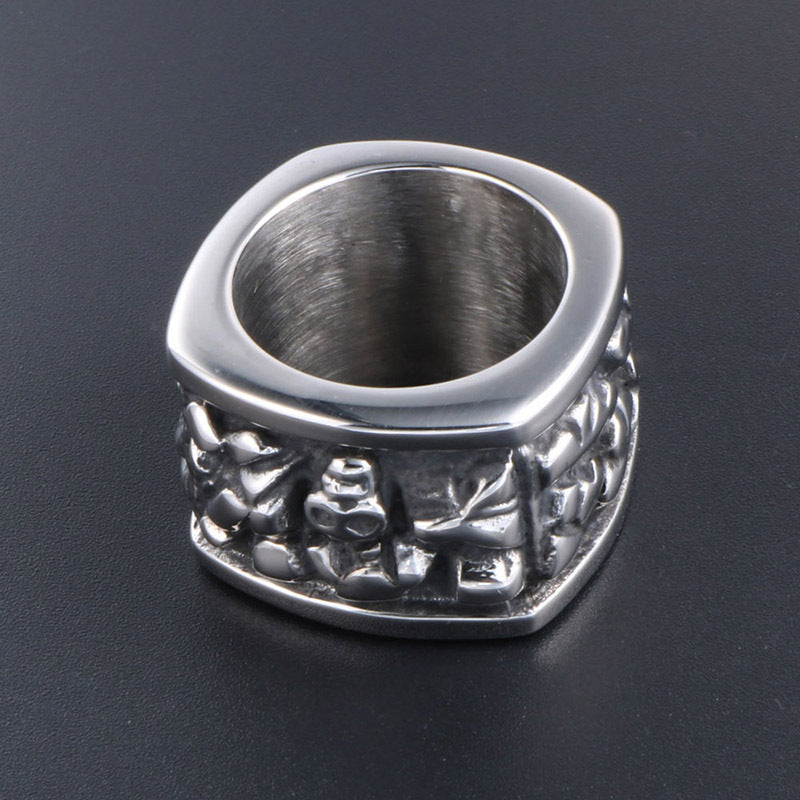 Retro-Inspired Oversized Titanium Steel Finger Wrench Ring for Men - Personalized Hipster Fashion Jewelry