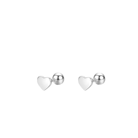 Sweet and Cute Heart-shaped Sterling Silver Earrings for Women