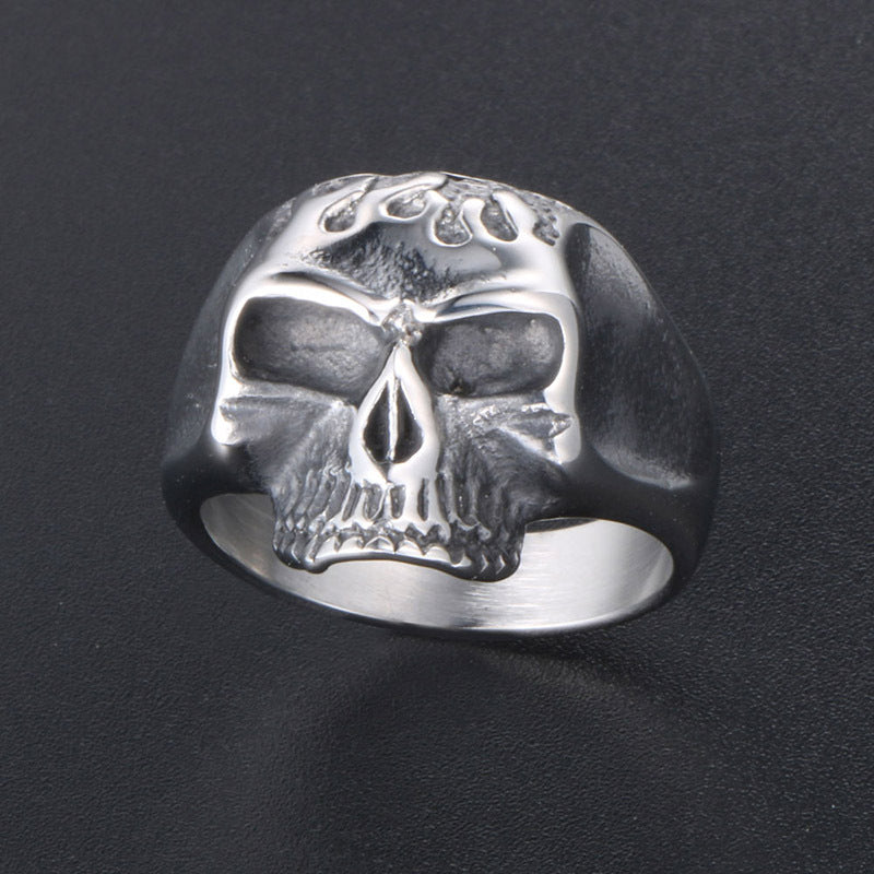 Titanium Steel Skull Ring for Men - European and American Punk Style Jewelry