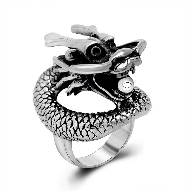 Titanium Steel Vintage Dragon Ring for Men - Non-Mainstream Trendy Stainless Steel Jewelry