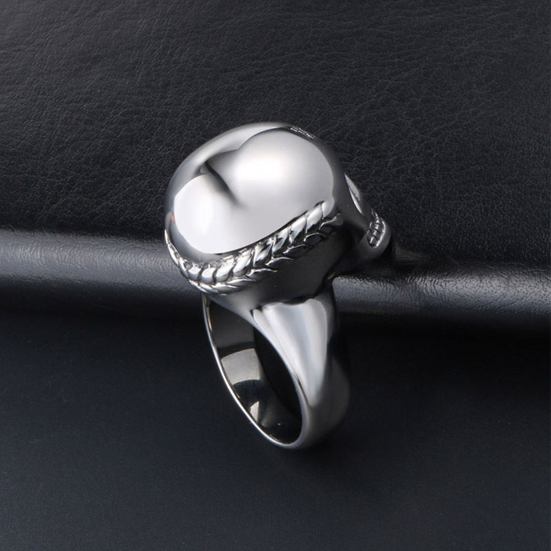 Bold Vintage Skull Titanium Steel Ring for Men - Trendy Rock Punk Jewelry in Korean Style