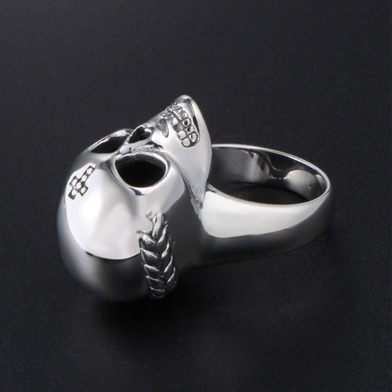 Bold Vintage Skull Titanium Steel Ring for Men - Trendy Rock Punk Jewelry in Korean Style