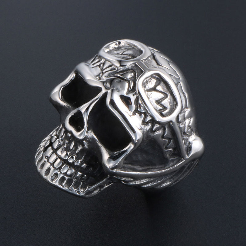 Funny Skull Punk Retro Titanium Steel Ring for Men