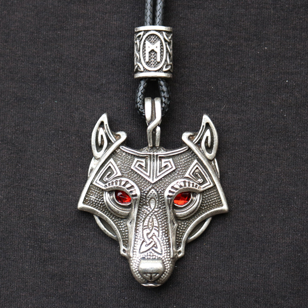 Celtic Wolf Talisman Necklace with Viking Aesthetic