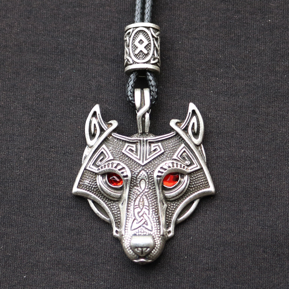 Celtic Wolf Talisman Necklace with Viking Aesthetic