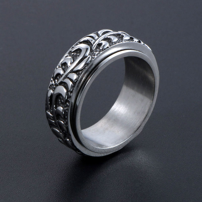 Men's Rotatable Vintage Titanium Steel Ring, Cross-Border Amazon Stainless Steel Design