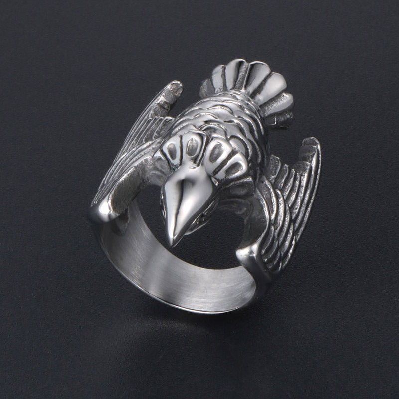 Trendy Retro Bird Ring for Men and Women - Dominant Titanium Steel Self-Defense Fashion Accessory