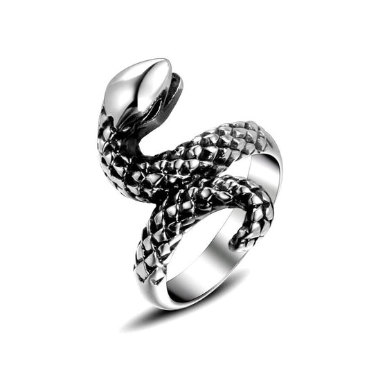 Trendy Titanium Steel Snake Ring for Men and Women - Punk Animal Accessory