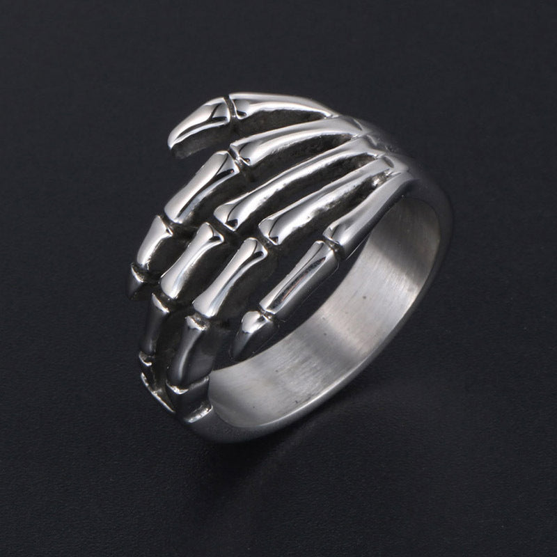 Wholesale Retro Punk Skull Hand Ring for Men - Titanium Steel Jewelry