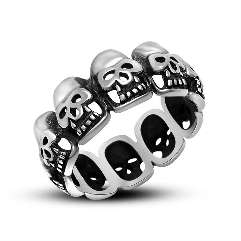 Vintage Skull Ring for Men - Retro Hip Hop Style Titanium Steel Jewelry