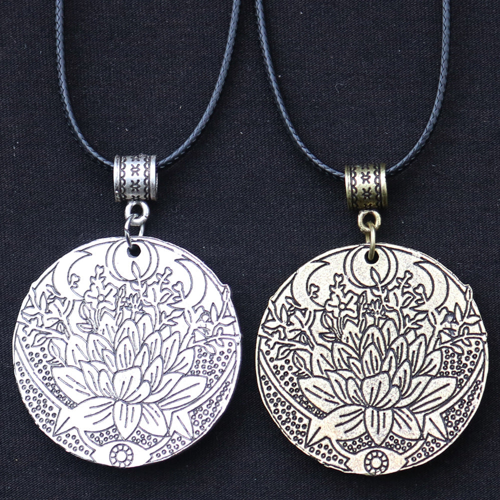 Mystical Moon Datura Flower Necklace - Norse Legacy Collection