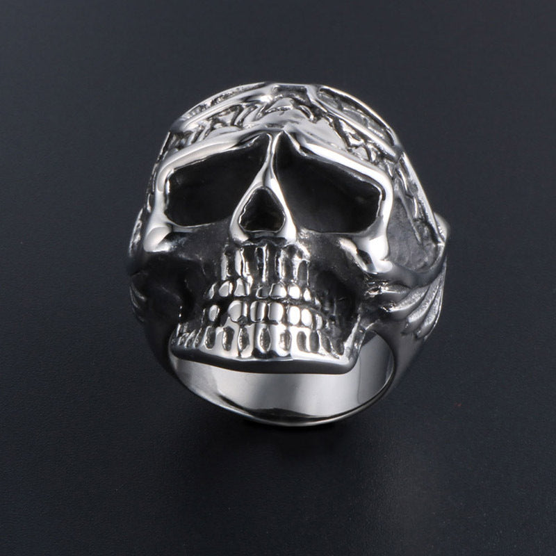 Funny Skull Punk Retro Titanium Steel Ring for Men