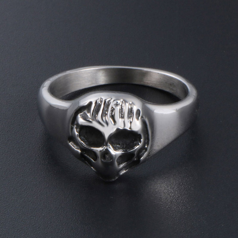 Men's Exaggerated Punk Titanium Steel Skull Ring - Wholesale Jewelry Collection