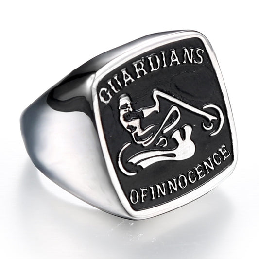 Punk-Inspired Titanium Steel Motorcycle Ring for Men – Retro Dominance in Style