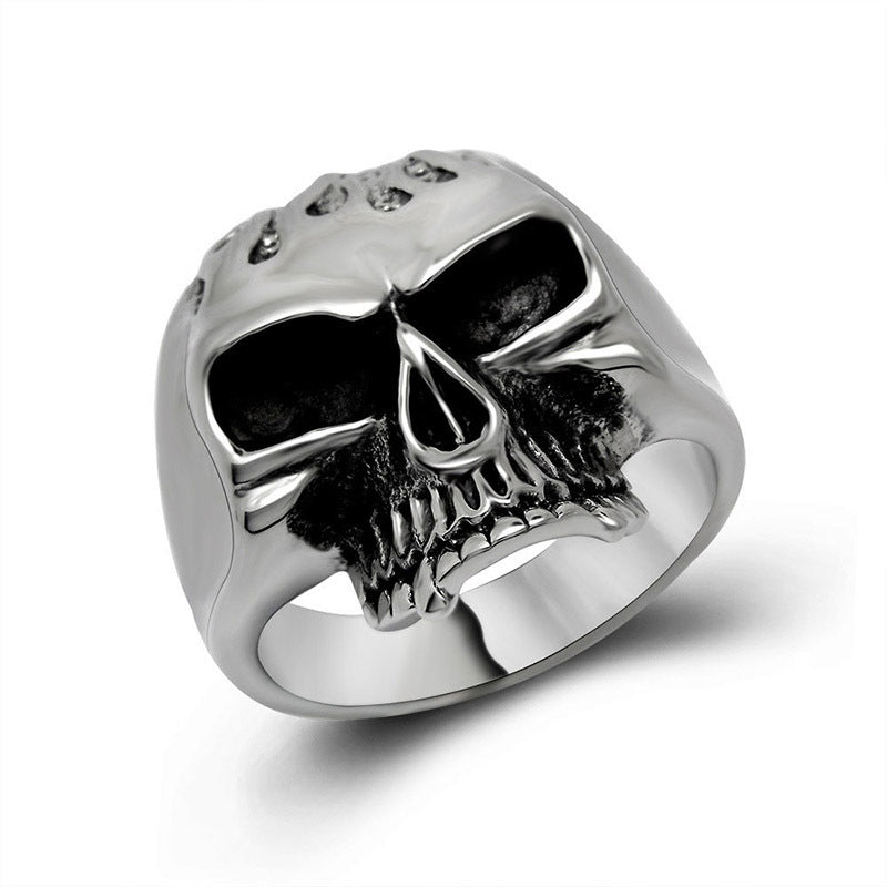 Titanium Steel Skull Ring for Men - European and American Punk Style Jewelry