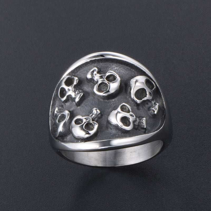 Titanium Steel Skull Vampire Ring for Men - Trendy Hipster Fashion Accessory