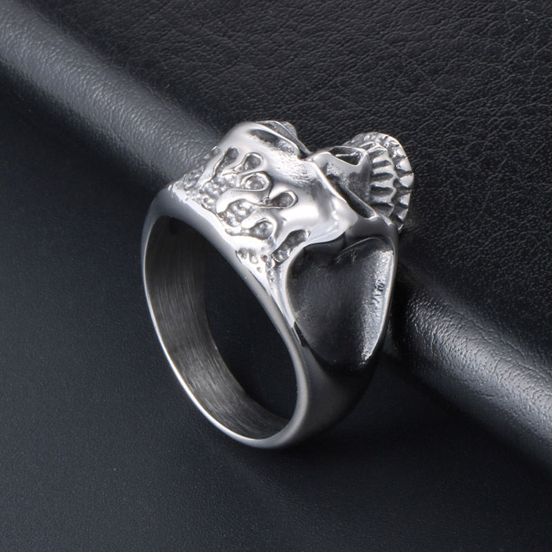 Titanium Steel Skull Ring for Men - European and American Punk Style Jewelry