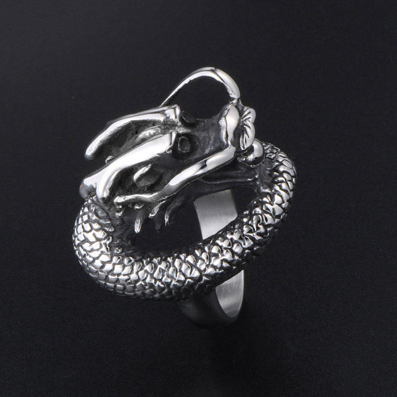 Titanium Steel Vintage Dragon Ring for Men - Non-Mainstream Trendy Stainless Steel Jewelry