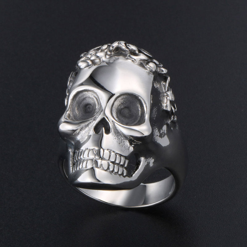 Customizable Skull Ring for Men, Bold Titanium Steel Punk Rock Jewelry, Index Finger Statement Piece Size 7-12