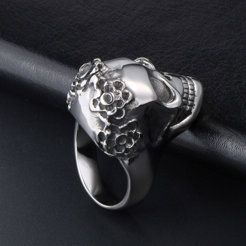 Customizable Skull Ring for Men, Bold Titanium Steel Punk Rock Jewelry, Index Finger Statement Piece Size 7-12