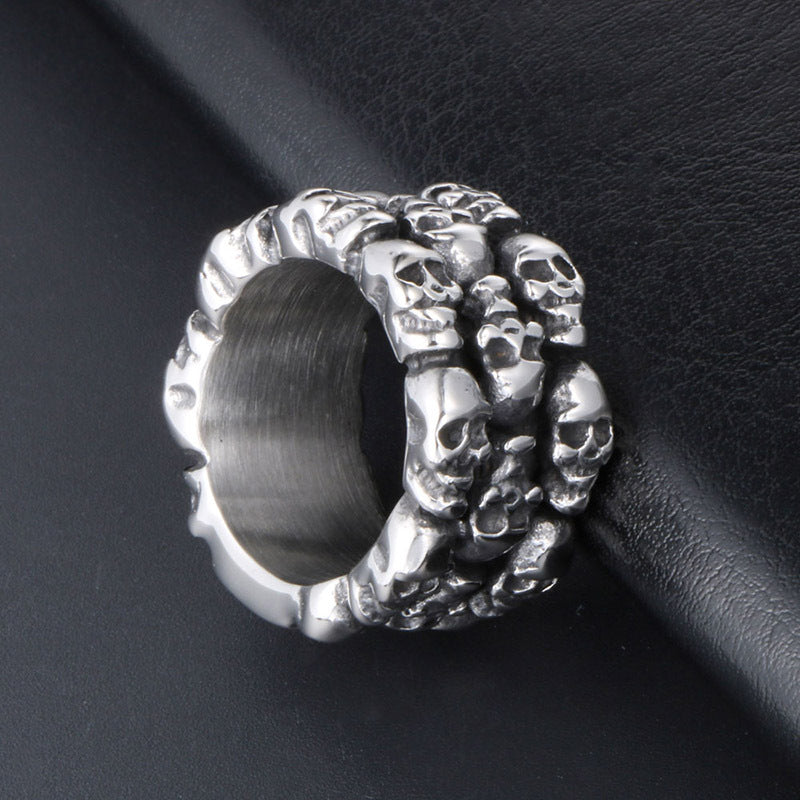 Stylish Titanium Steel Skull Ring for Men - Bold European and American Jewelry Accessory