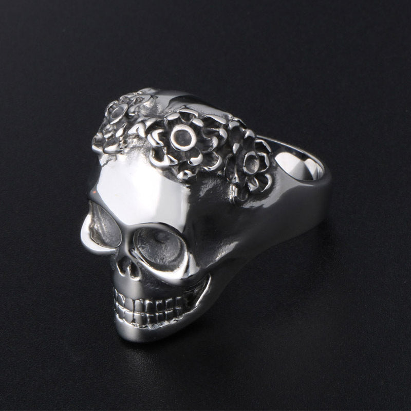 Customizable Skull Ring for Men, Bold Titanium Steel Punk Rock Jewelry, Index Finger Statement Piece Size 7-12