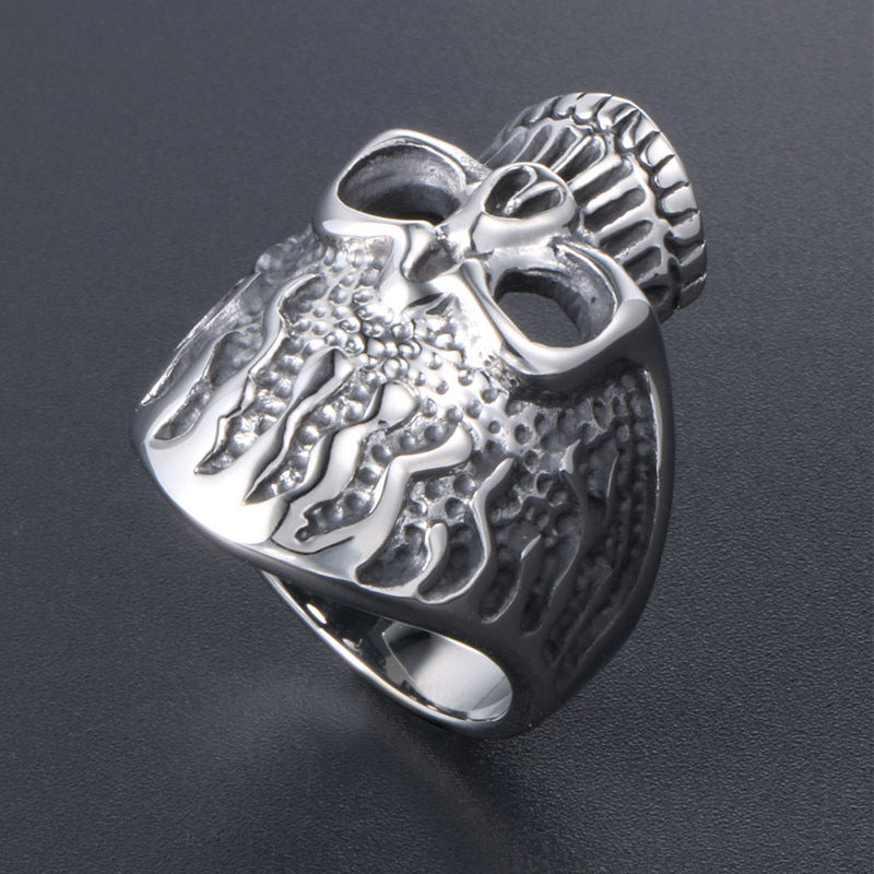 Titanium Steel Evil Skull Ring for Men - Bold Hipster Punk Index Finger Accessory