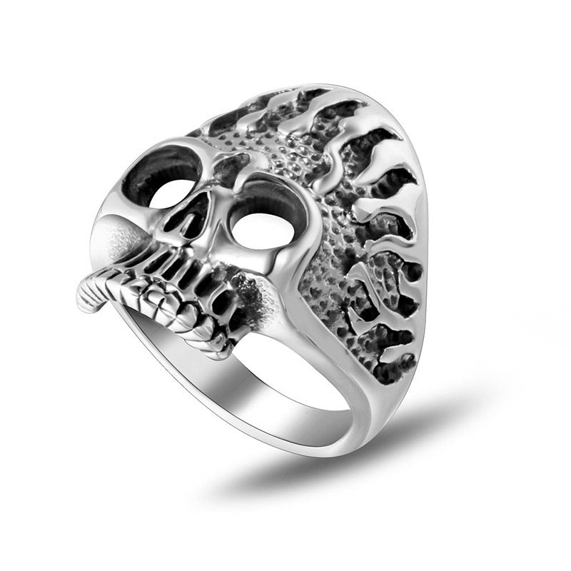 Titanium Steel Evil Skull Ring for Men - Bold Hipster Punk Index Finger Accessory