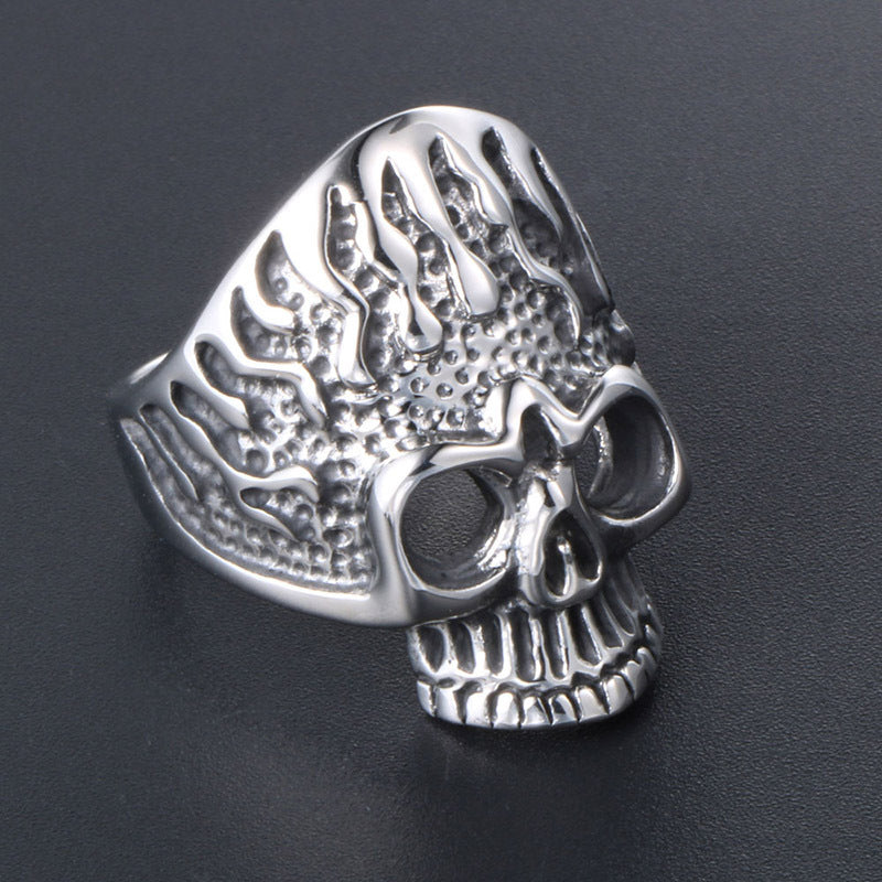 Titanium Steel Evil Skull Ring for Men - Bold Hipster Punk Index Finger Accessory