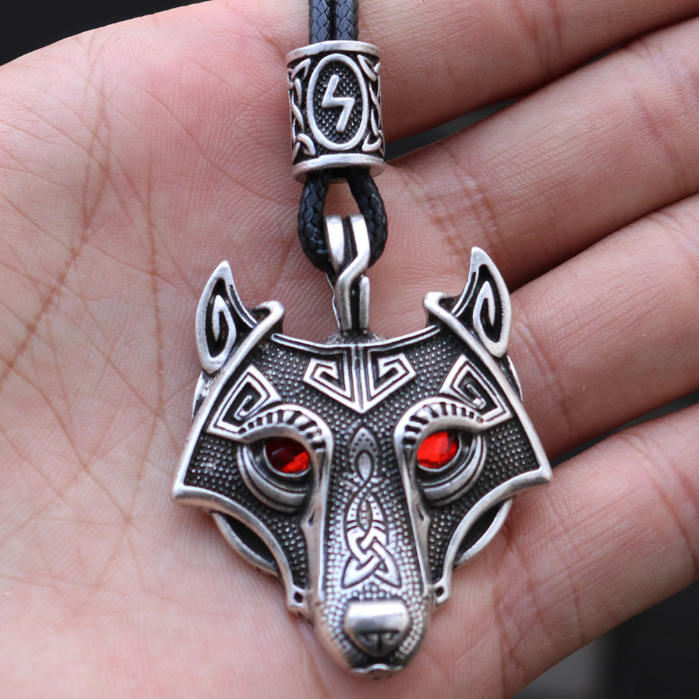 Celtic Wolf Talisman Necklace with Viking Aesthetic