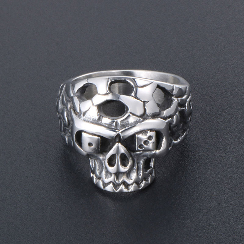 Unisex Punk Skull Titanium Steel Rings, Trendy Nightclub Jewelry for Men and Women