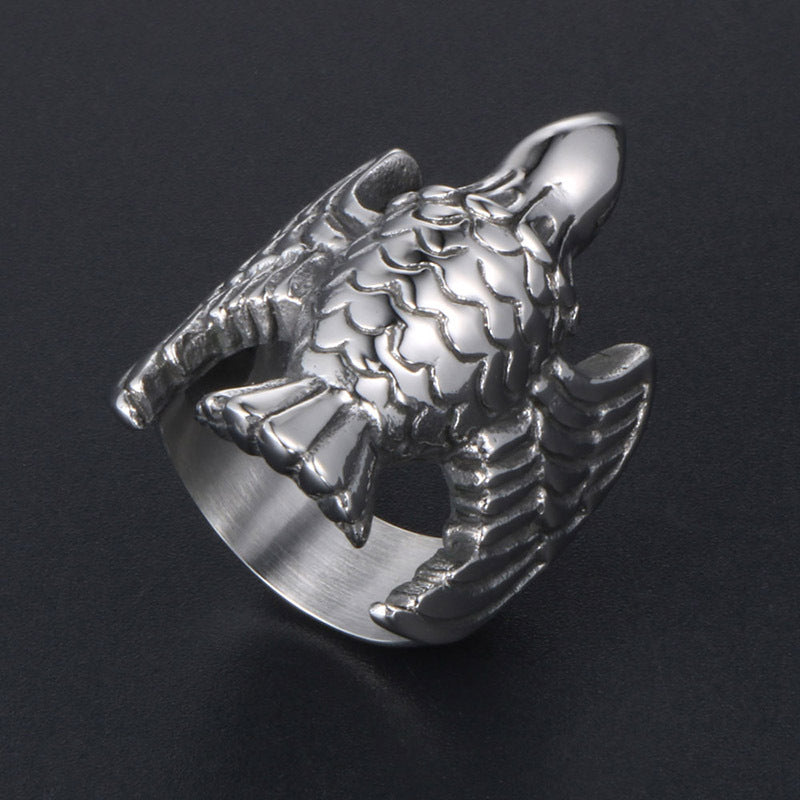 Trendy Retro Bird Ring for Men and Women - Dominant Titanium Steel Self-Defense Fashion Accessory