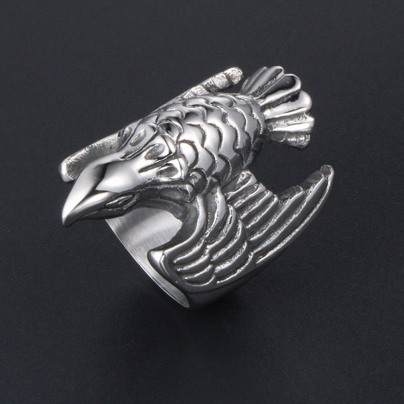 Trendy Retro Bird Ring for Men and Women - Dominant Titanium Steel Self-Defense Fashion Accessory