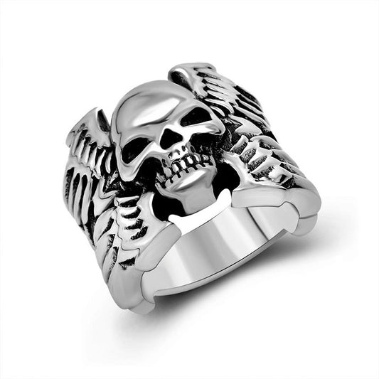 Titanium Steel Punk Skull Ring for Men - Vintage Fashion Statement Jewelry