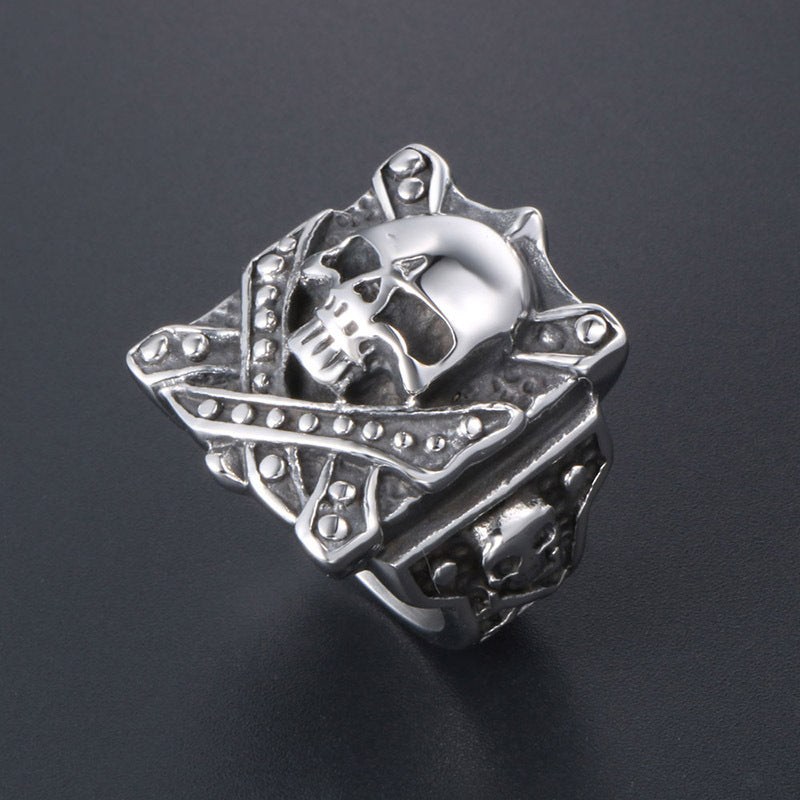 Trendy Personalized Titanium Steel Skull Ring for Men - European and American Cross-Border Fashion