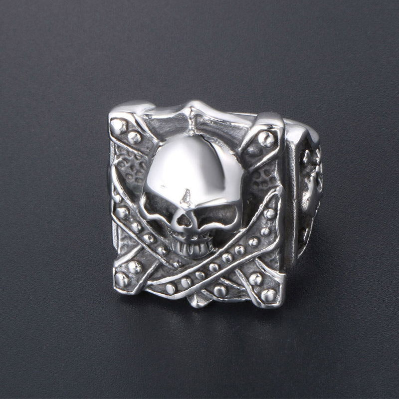 Trendy Personalized Titanium Steel Skull Ring for Men - European and American Cross-Border Fashion