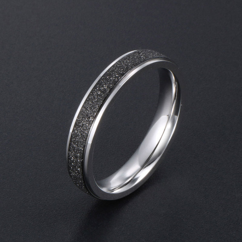 Unisex Black Matte Titanium Steel Ring with Pearl Sand Finish - Stylish Couple's Accessory for Index Finger