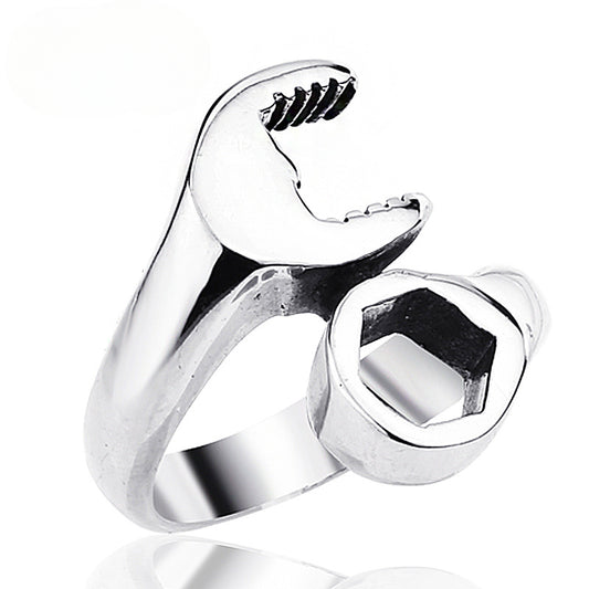 Stylish Titanium Steel Wrench Ring - Trendy European and American Men's Jewelry Wholesale