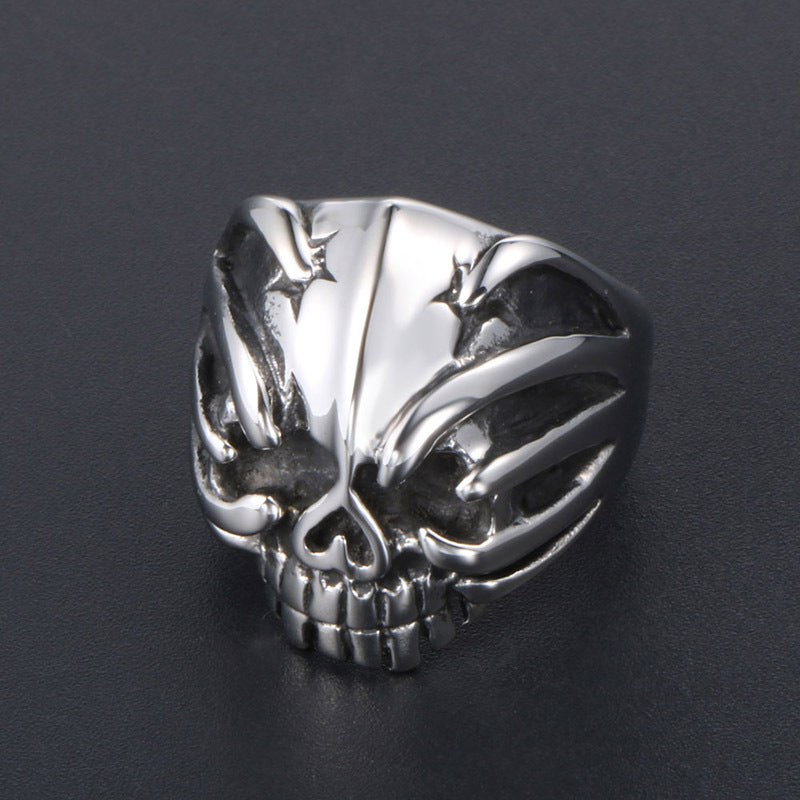 Titanium Steel Skeleton Hand Ring - Retro Punk Style for Men