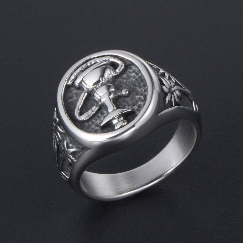 Trendy Titanium Steel Engraved Ring for Men with Unique Patterns - Wholesale Available