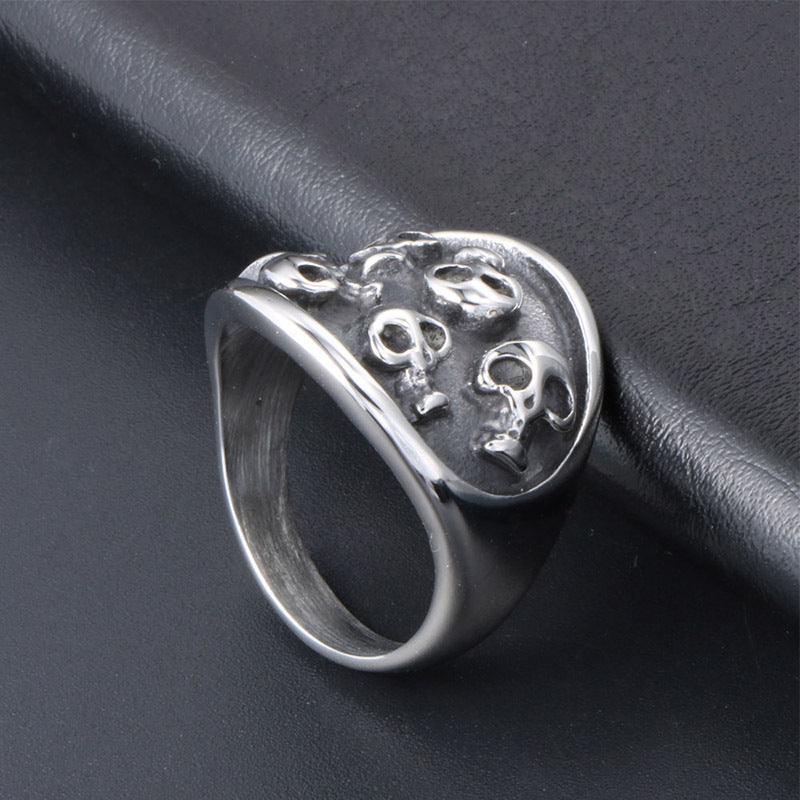 Titanium Steel Skull Vampire Ring for Men - Trendy Hipster Fashion Accessory