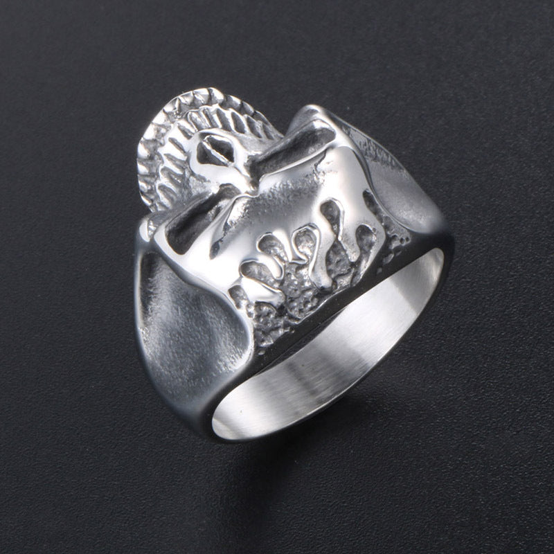 Titanium Steel Skull Ring for Men - European and American Punk Style Jewelry