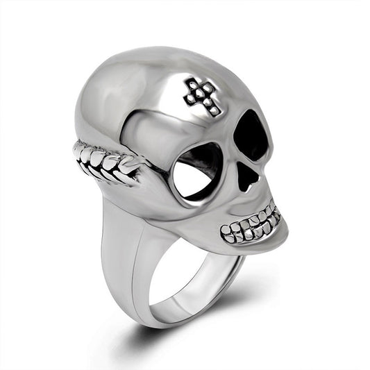 Bold Vintage Skull Titanium Steel Ring for Men - Trendy Rock Punk Jewelry in Korean Style