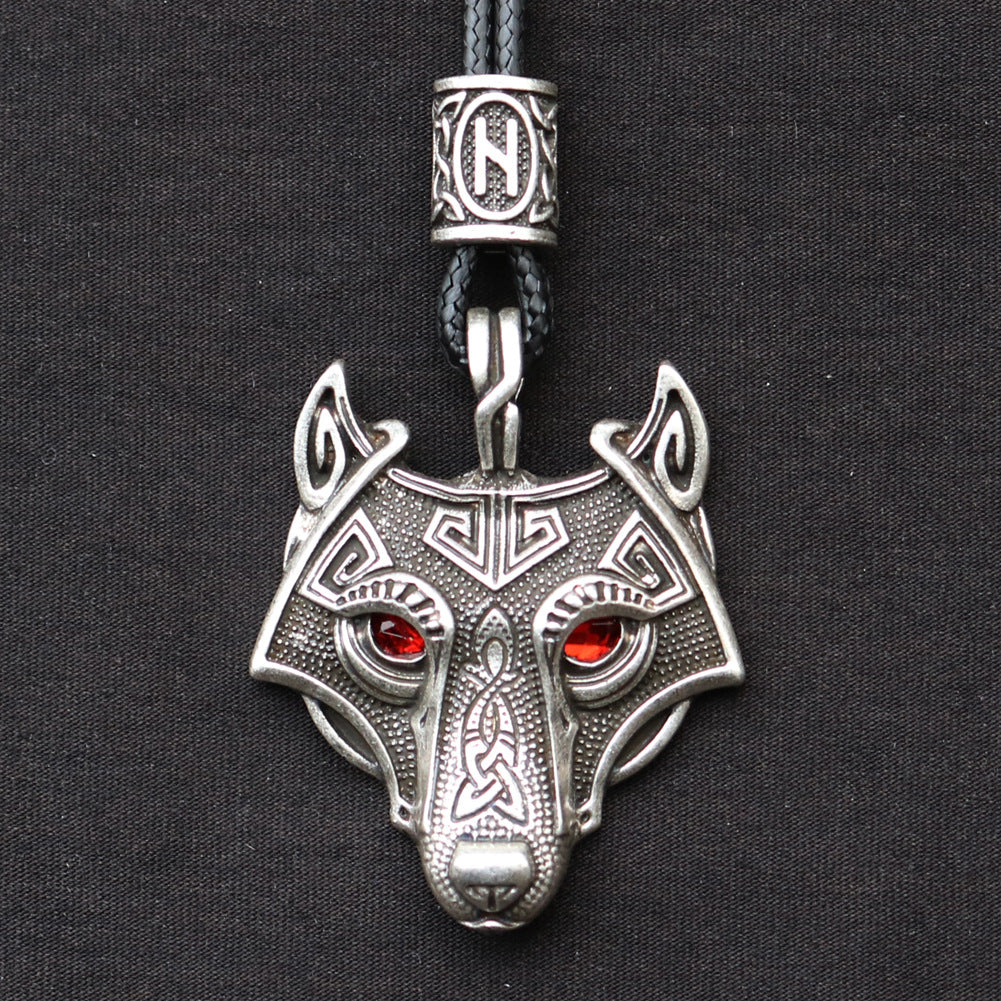 Celtic Wolf Talisman Necklace with Viking Aesthetic