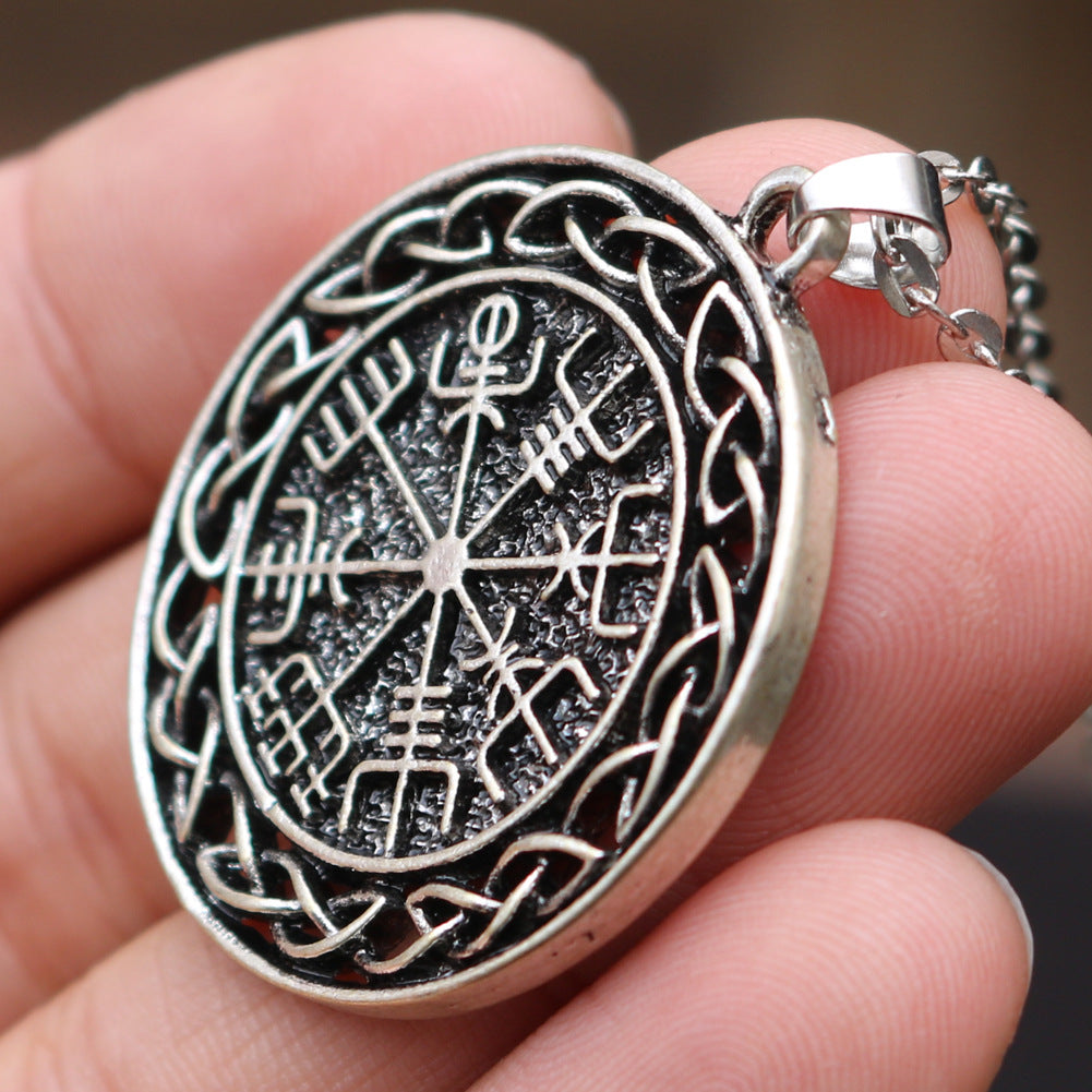 Nordic Compass Necklace - Men's Viking Talisman Pendant from Norse Legacy Collection