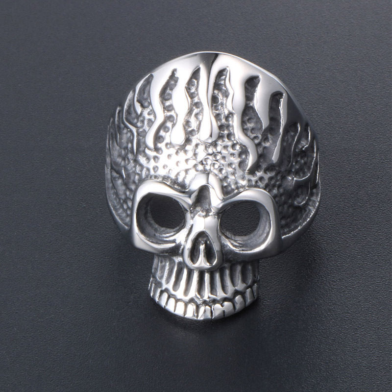 Titanium Steel Evil Skull Ring for Men - Bold Hipster Punk Index Finger Accessory