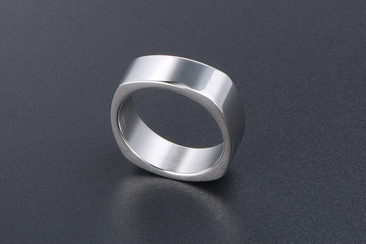 Trendy Silver and Black Rhombus Square Ring for Men - Japan and South Korea Fashion Accessories