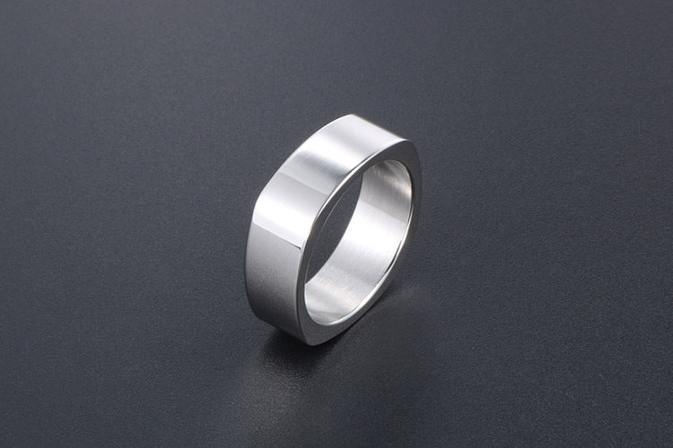 Trendy Silver and Black Rhombus Square Ring for Men - Japan and South Korea Fashion Accessories