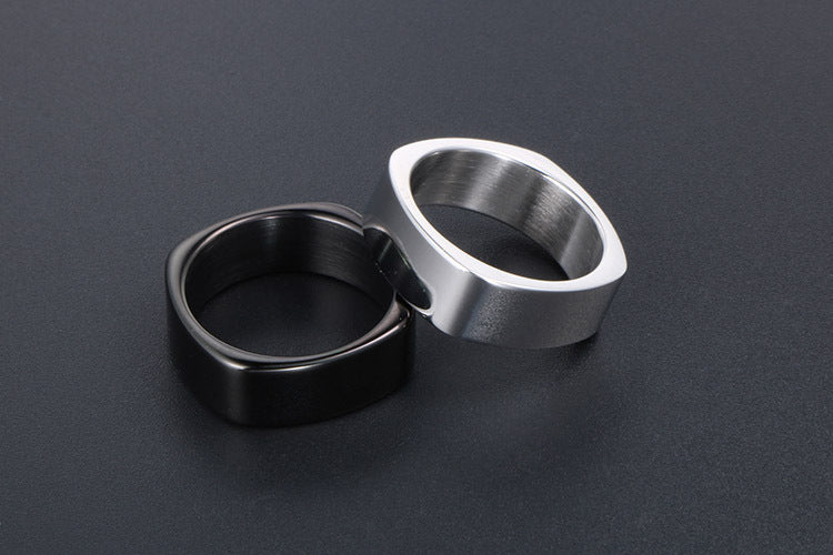 Trendy Silver and Black Rhombus Square Ring for Men - Japan and South Korea Fashion Accessories